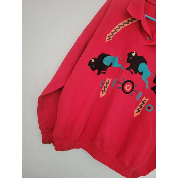 Vintage Wek The World Sweatshirt Buffalo Graphic‎ Southwestern 90s Adult Size 2 - Picture 4 of 11